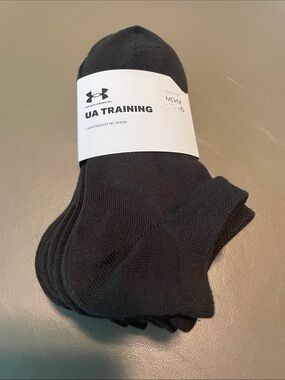 UNDER ARMOUR UA Training Lightweight No Show Socks, 6 pairs, Women’s M, Black